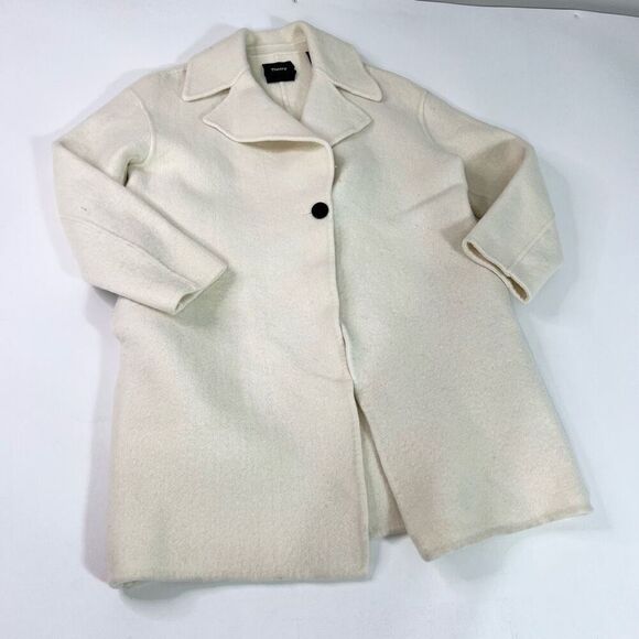 Theory Jacket Womens Medium EasyTown Coat Doubleface Wool Easter Lily Cashmere - Picture 1 of 11